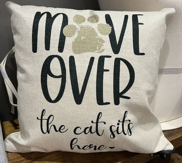 Move over the cat sits here pillow