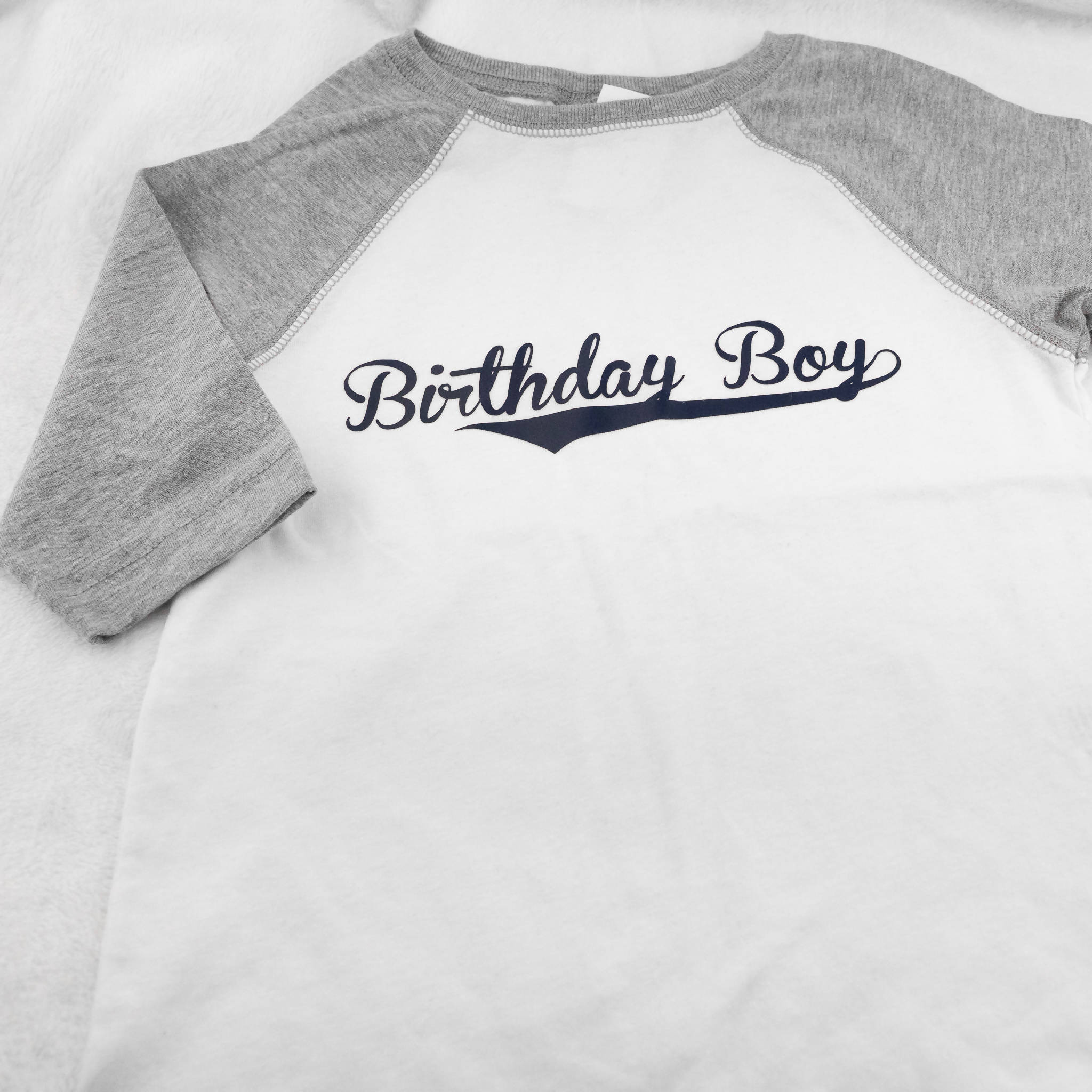 Birthday Boy Baseball themed raglan shirt