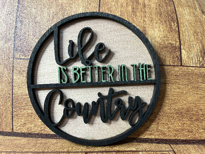 Life is better in the country interchangeable circle insert