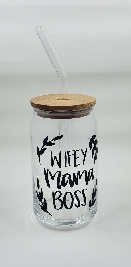 Iced Coffee Glass - Wifey, Mama, Boss