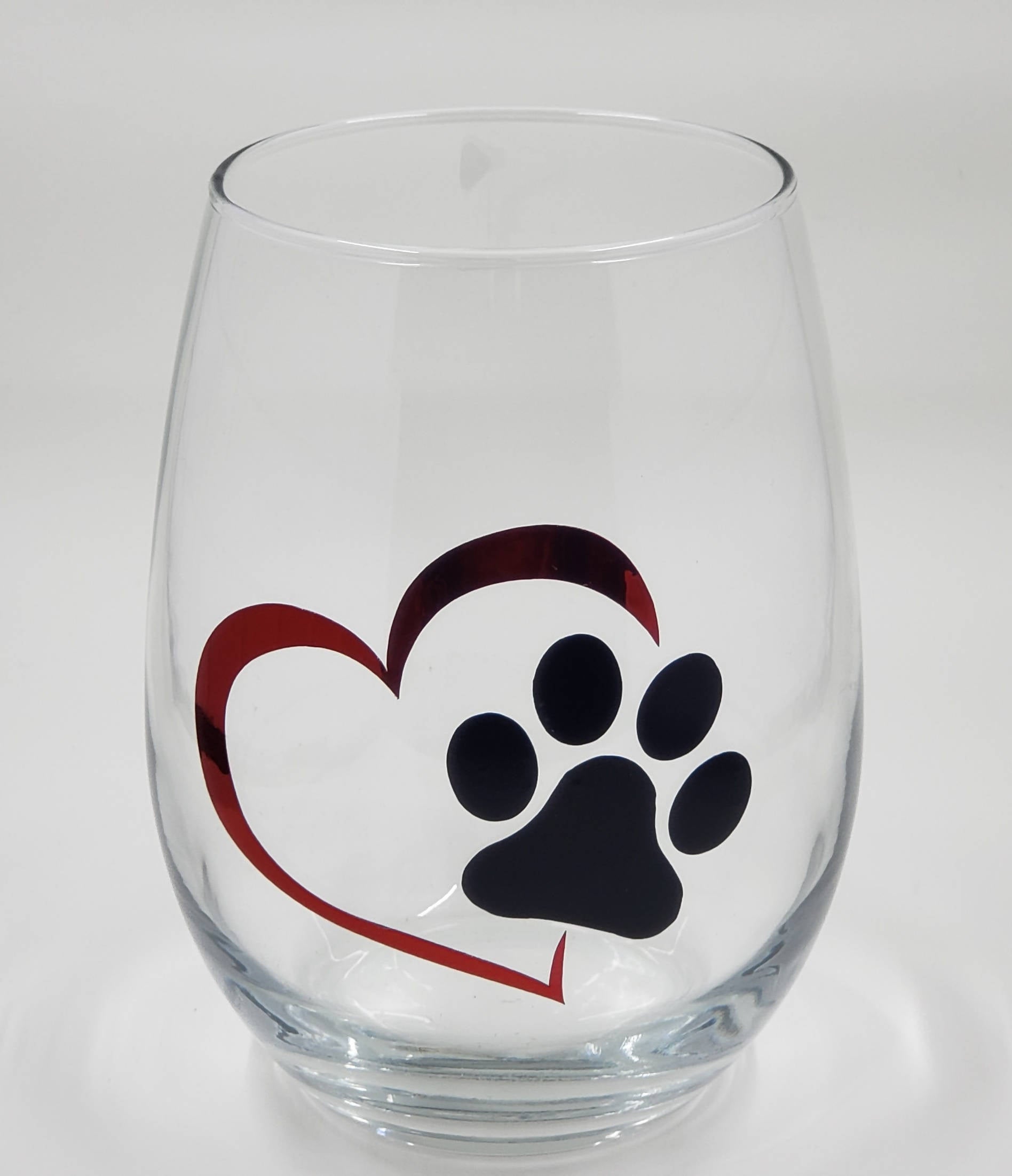 Heart/Paw Print Wine Glass