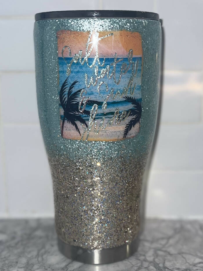 30 ounce salt water and sunshine glitter cup